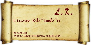 Liszov Kálmán névjegykártya